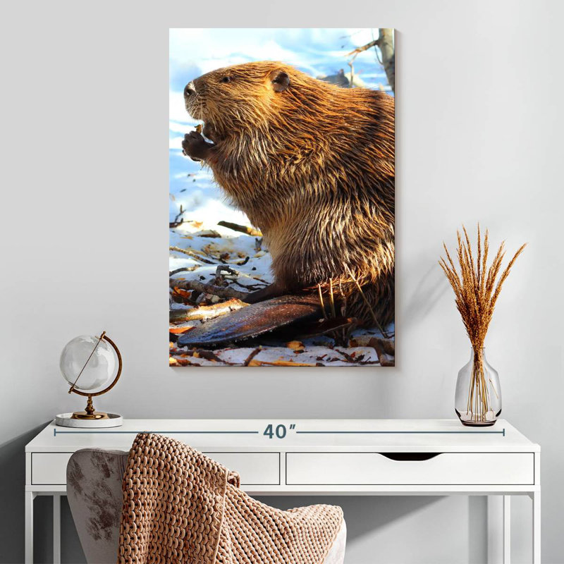 Brampt Beaver In Winter, 30" H x 20" W