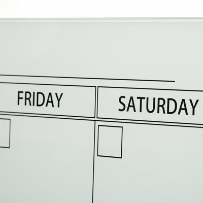 Vinsetto 35"x23" Dry Erase Wall Calendar Glass Whiteboard Monthly Planner for Homeschool Supplies & Home Office Organization with 4 Markers and 1 Eraser,Frameless
