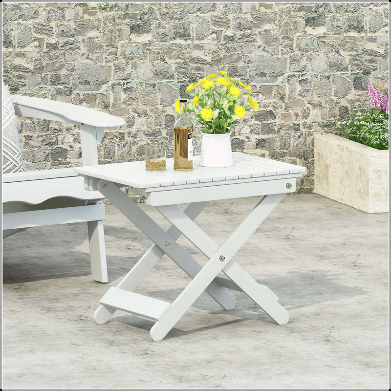 Table d'appoint d'extérieur pliante en bois, Blanc