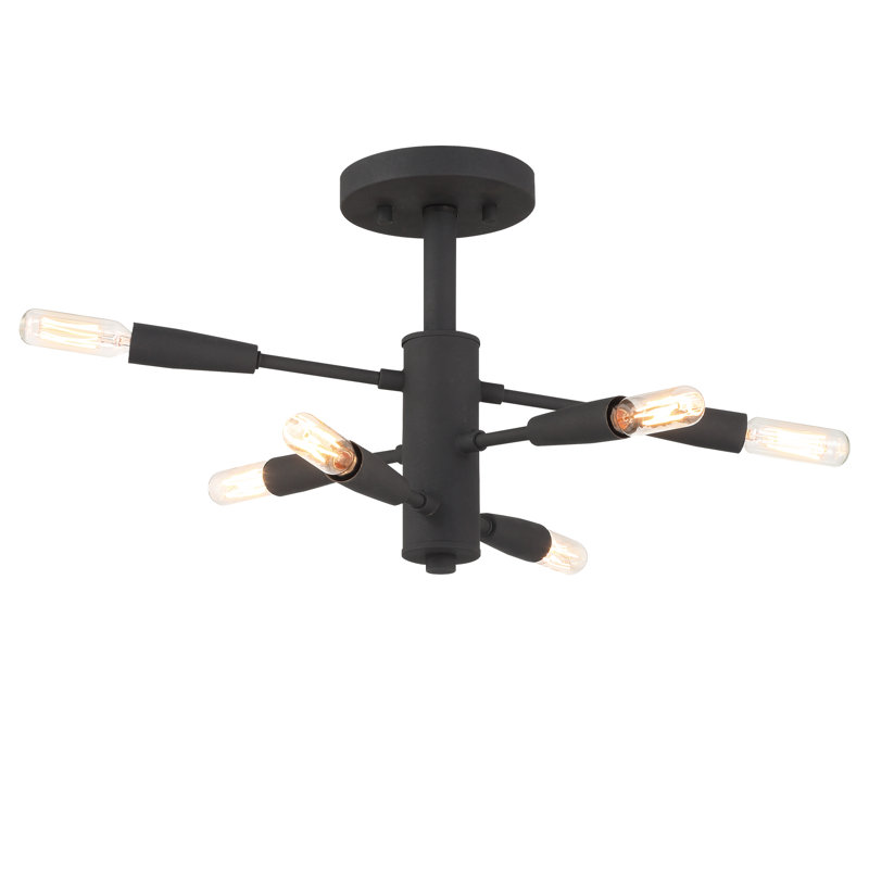 Plafonnier semi-encastré noir mat 6 lumières Jadie