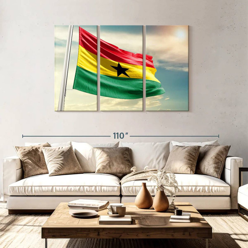Borges Waving Ghana Flag, 48" H x 74" W