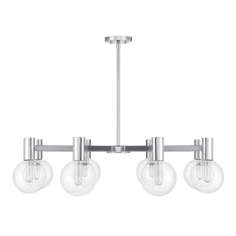 Rorem 8 - Light Shaded Modern Linear Chandelier in Chrome, Chrome, 8 Lights