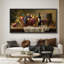 Rustic Harvest Fruit Basket with Grapes Pears Wine Bottle and Barrel Still Life - Large encadrée, reproduction d'art sur toile encadrée-124857210-124857208