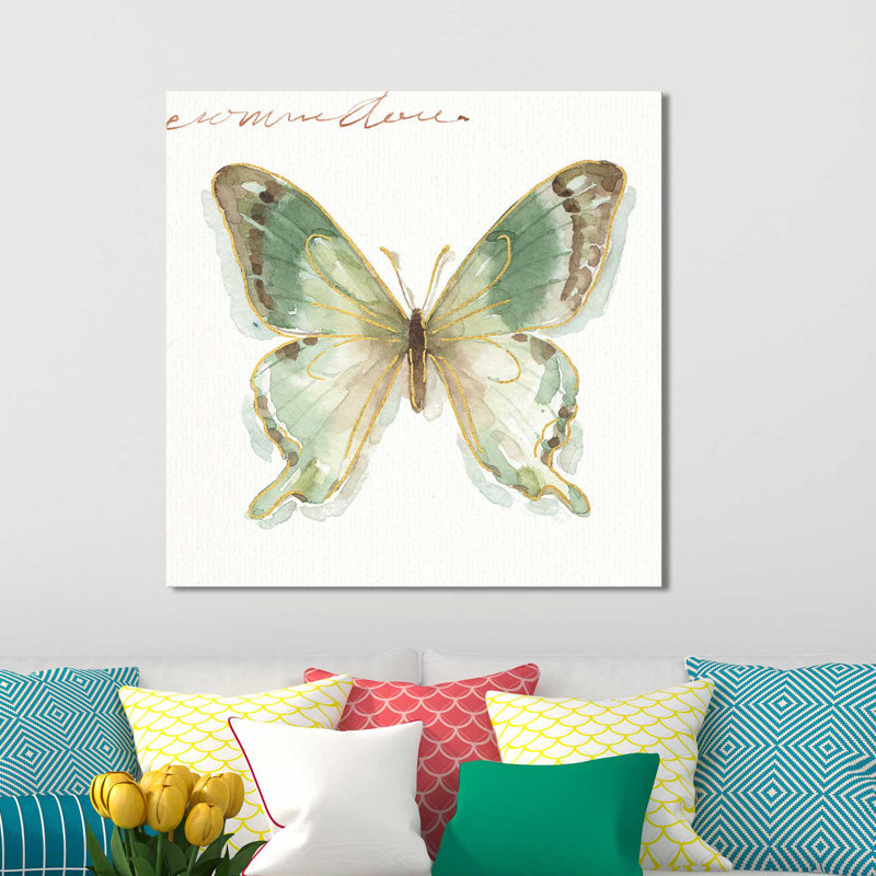 «Rainbow Seeds Butterflies IIB» par Lisa Audit, reproduction sur toile, H 18 po x l 18 po x P 1 po, Toile tendue