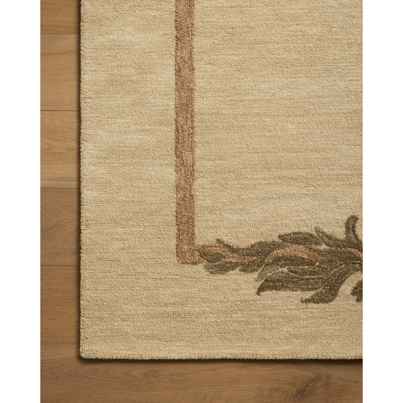 Brigette Romanek Romi Natural / Olive Area Rug, Rectangle 5' x 7'6"