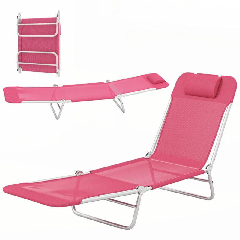 Convenient Tanning Chair,Folding Chaise Lounge Chair, Pink, 1