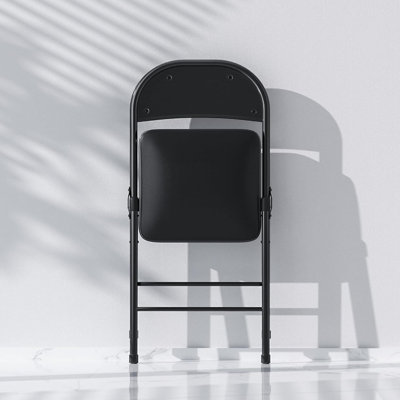 Set of 8 Folding Chairs with PU Padded Seat, Portable Stackable Space Saving Chairs for Small Spaces