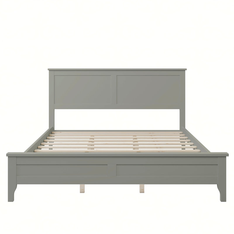 Tramarcus Modern Solid Wood Platform Bed with Headboard, Queen, White