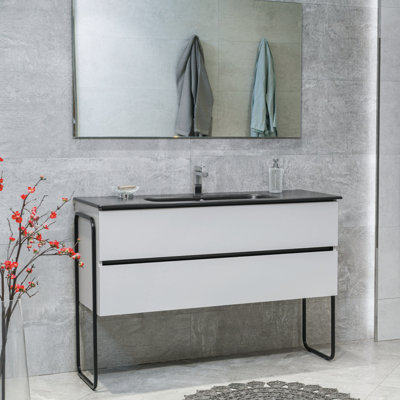 Ensemble de meuble-lavabo mural simple 48 po avec plateau en céramique Veneto