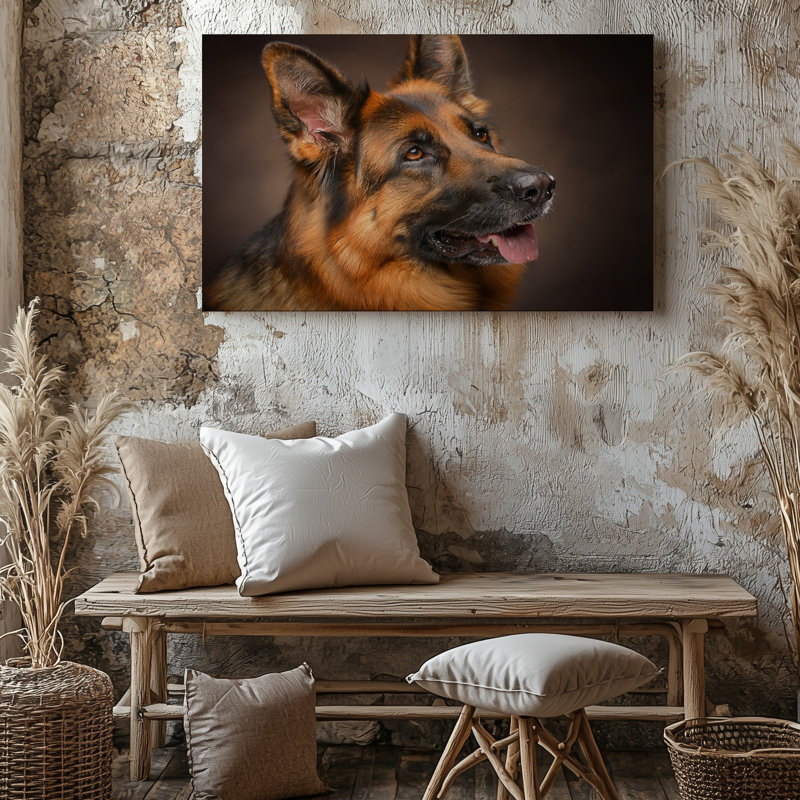Reproduction d'art sur toile, portrait d'un berger allemand de près, 20 x 30 in