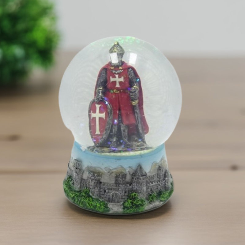 3.25"W Red Crusader Snow Globe