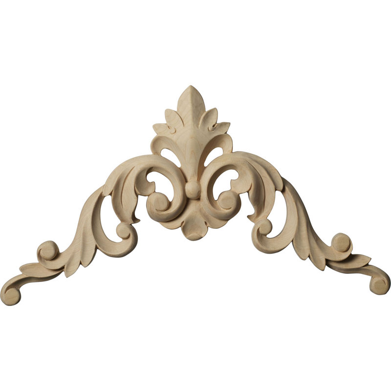 Large Rubberwood Ornate Corner Onlay Accent Piece