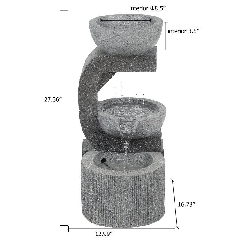 Hand Crafted Weather Resistant Floor Fountain with Light