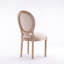 Chaise de salle à manger style français avec structure en bois massif et dossier ovale en lin, ensemble de 2