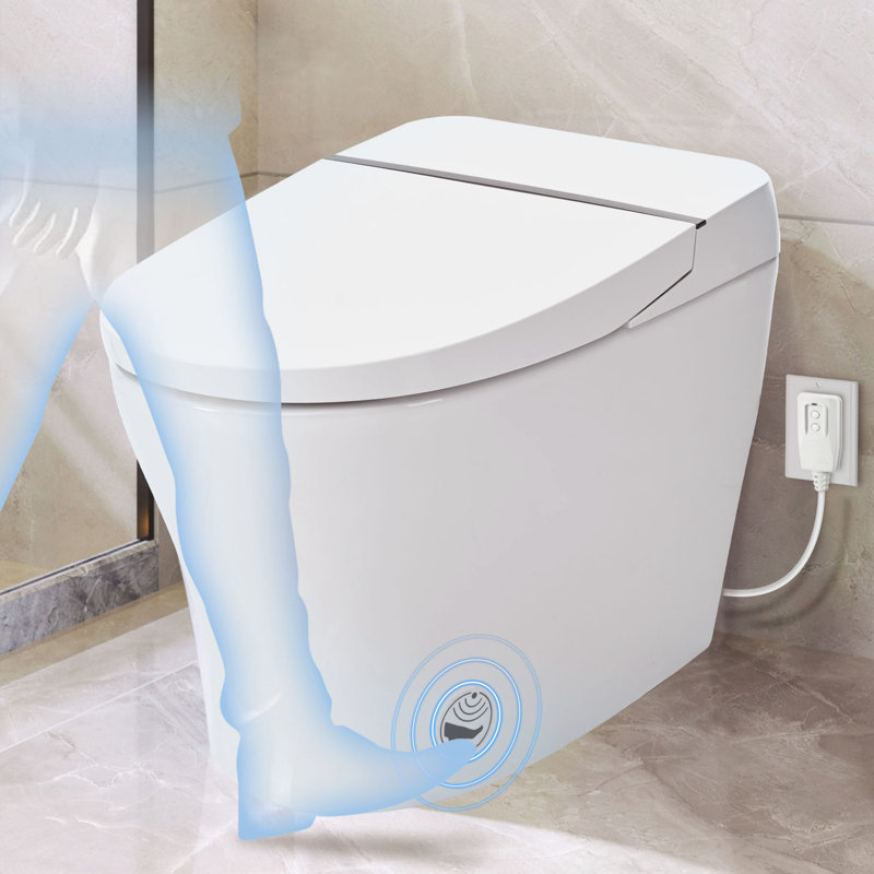 Compact Dual Flush Toilet With Self-Cleaning Wand, Foot Sensor Flush, White Night , Knob Control, Cold Water Wash, Strong Soft Close, , Immaculate Smart 1/1.28 ,