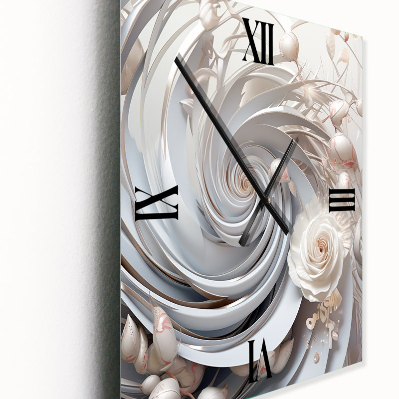Horloges murales blanches à floraison blanche I - Fractals, H 28 po x l 12 po x P 1 po