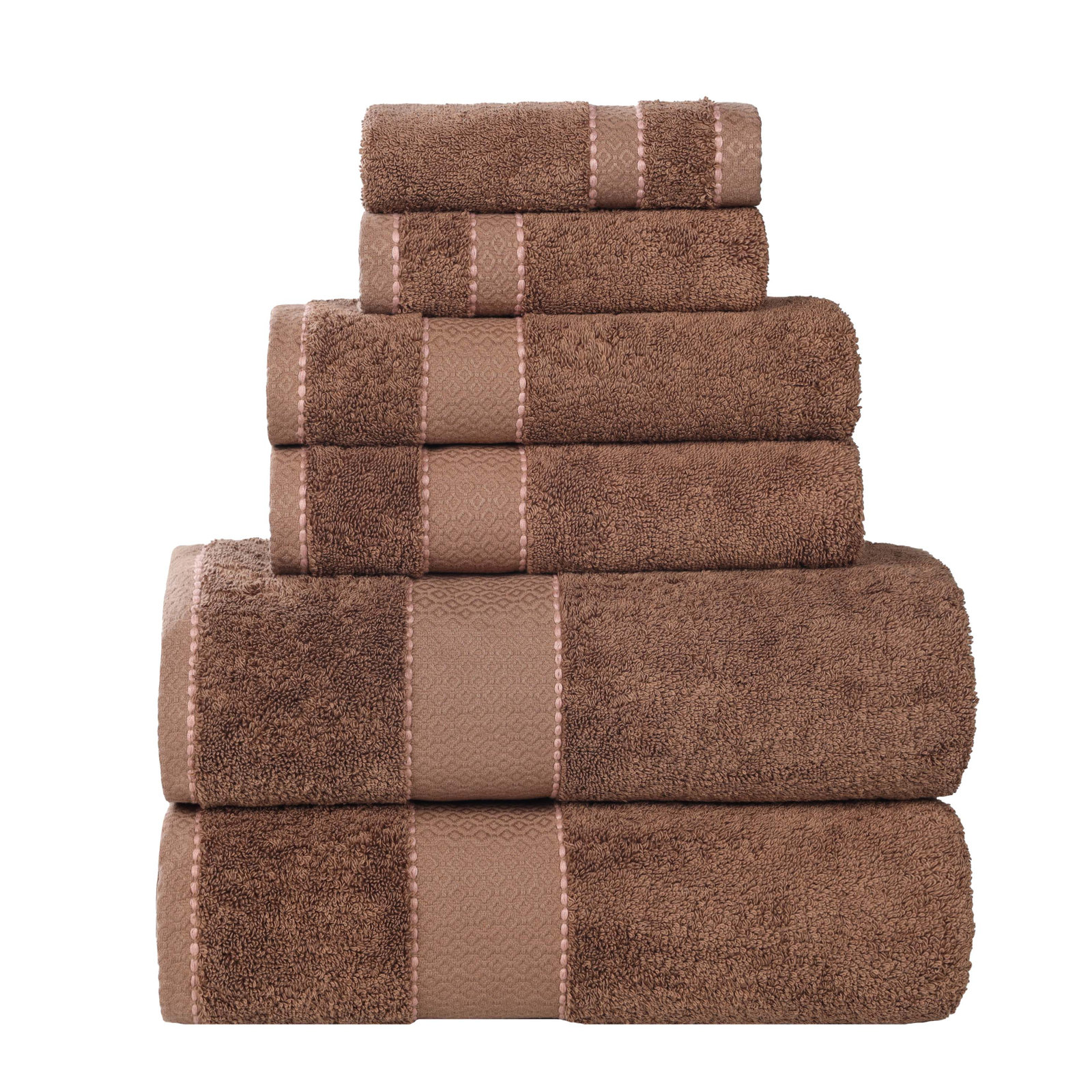 Niles 6-Piece Giza Cotton Towel Set, Chocolate
