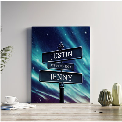 Personalized Street Sign Canvas Wall Art with Custom Names & Date – Romantic Framed Wall Décor for Couples, Weddings, and Anniversaries