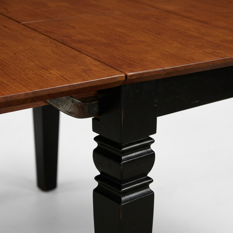 Buttermilk And Cherry Finish Hardwood Rectangle Shaped Dinette Table Set With 18 Inch Self Storage Butterfly Leaf 7 Piece Set