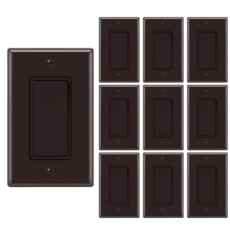 15-Amp Single Pole Light Switch,10 pack, Brown