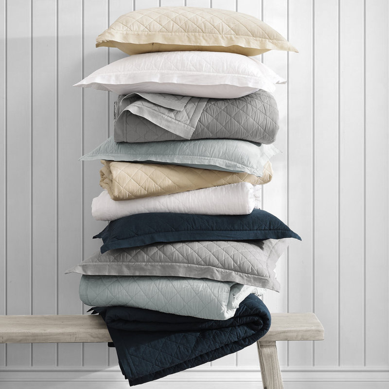Courtepointe 1 pièce Diamond Linen, Courtepointe Fulll / Queen, Blanc rétro