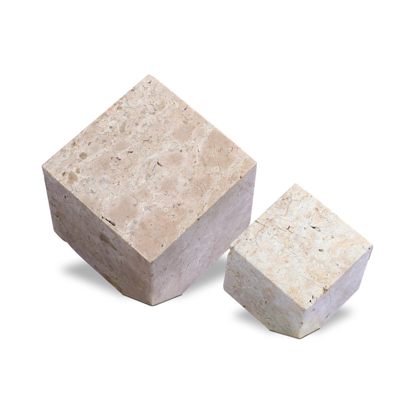 Travertine Cube Sculpture Set-Romano Fosse Travertine