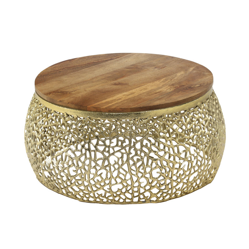 Aluminum Coffee Table With Wooden Top
