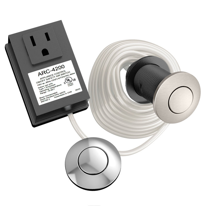 Moen Chrome Garbage Disposal Air Switch Controller with Stainless Buttons