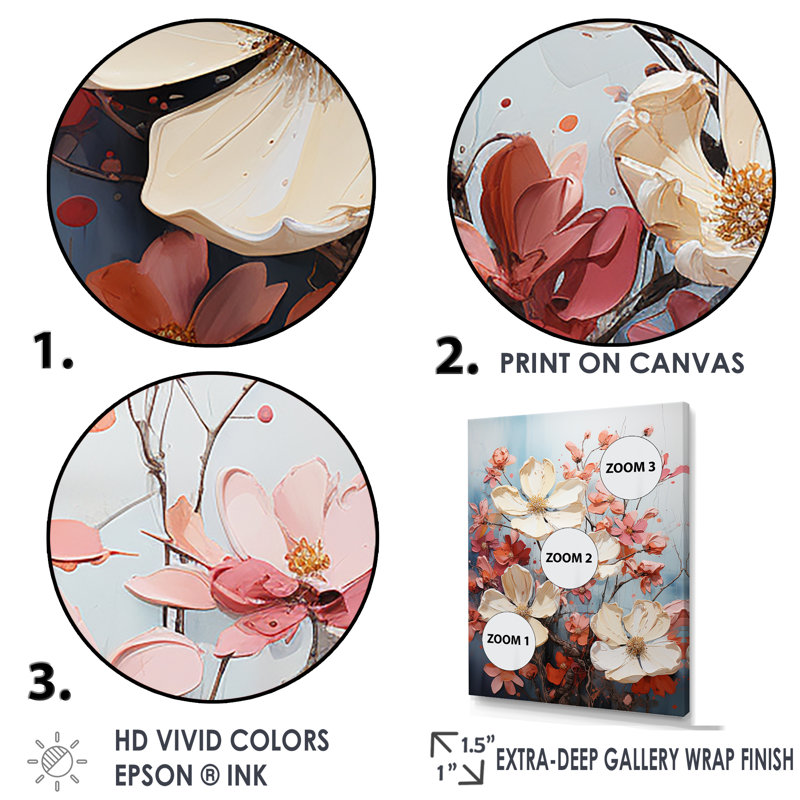 «Dogwood Blossoms Bouquet I», reproduction sur toile, Cadre flottant noir, 40" H x 30" W