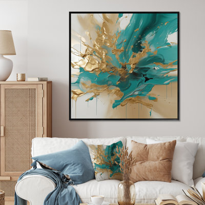 Encre sur toile Gaier Gold and Turquouse Marble