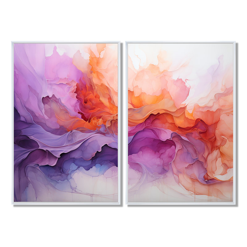 Vibrant Swirls - Modern Canvas Prints 2 Panels, 36" H x 48" W, Impression encadrée flottante, White