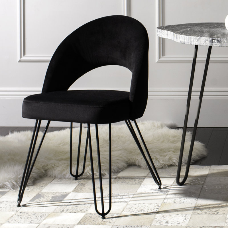 Lisbon 18'' H Velvet Upholstered Side Chair, Black