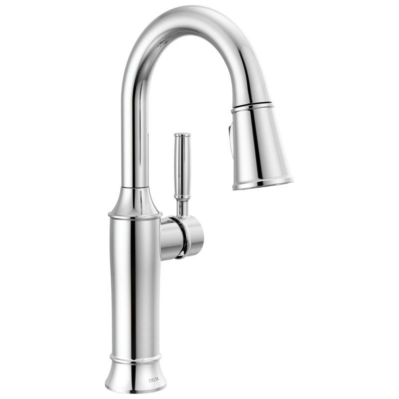 Robinet de bar pulvérisateur rétractable à poignée simple Renaldi, Chrome Lumicoat