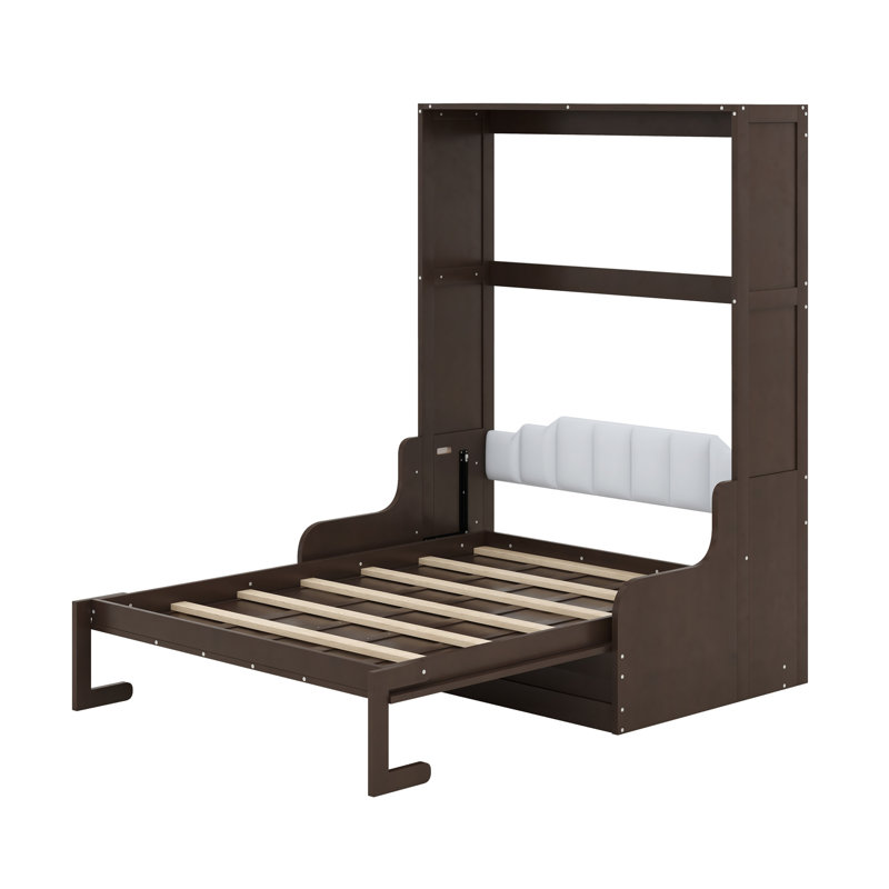 Grand lit escamotable mural avec coussin, Espresso