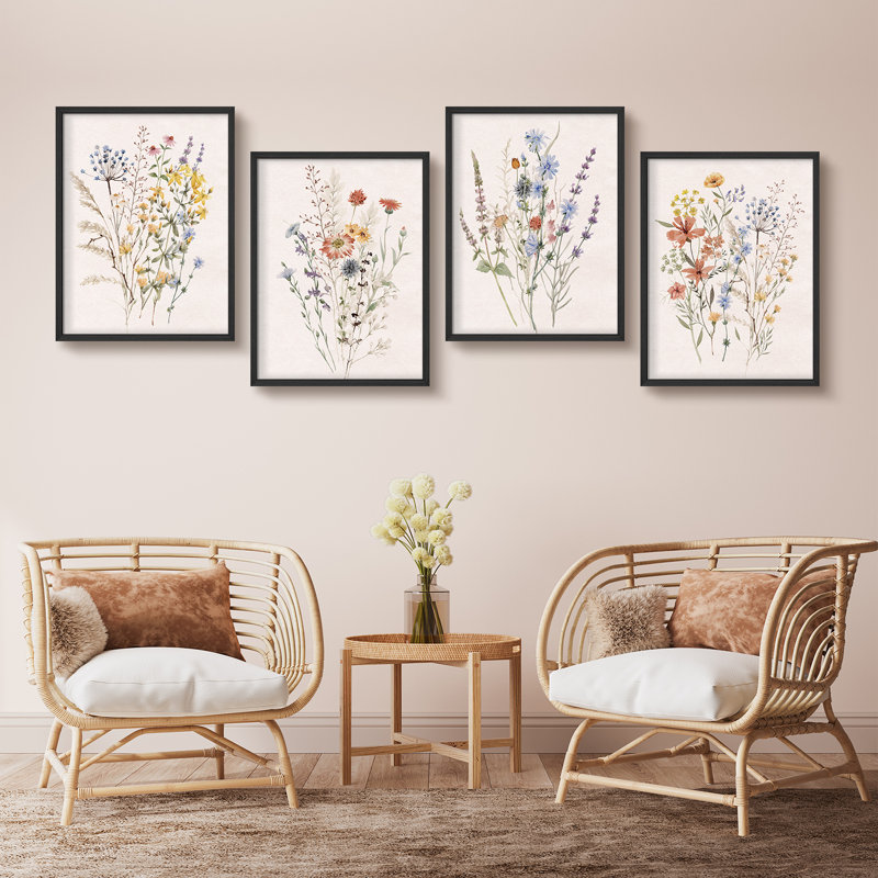 Fleurs sauvages, art moderne, impressions encadrées, affiches, petit art mural, Blanc, H 10 po x l 8 po