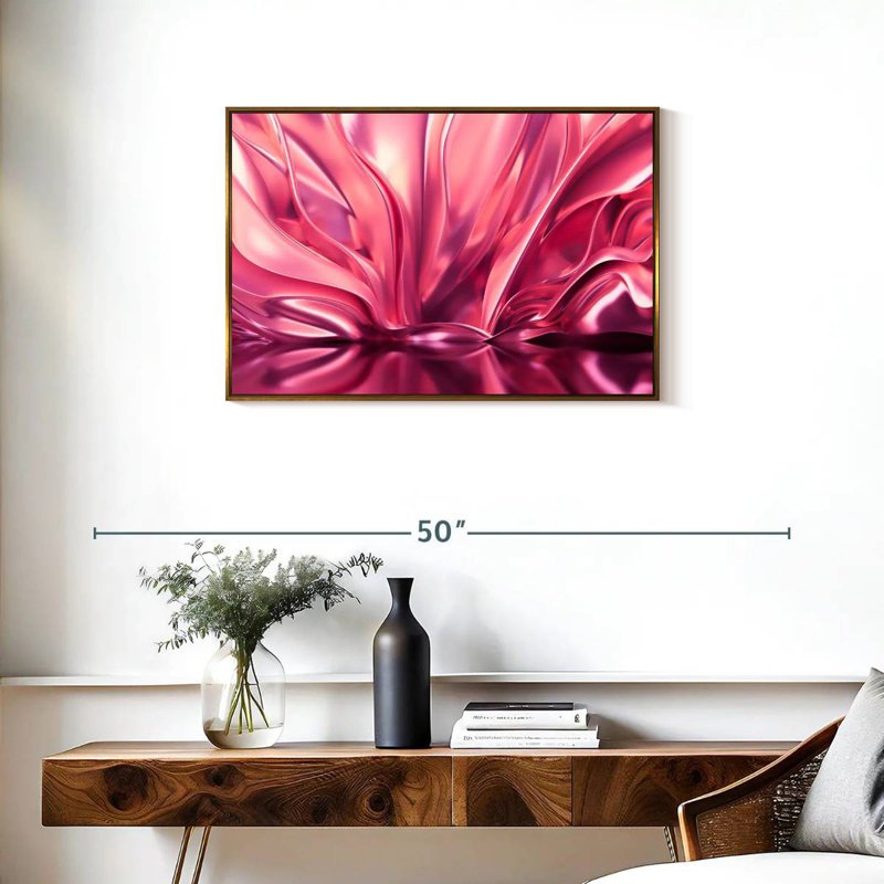 Fiorella rosé, Cadre flottant doré, 31 po x 21 po