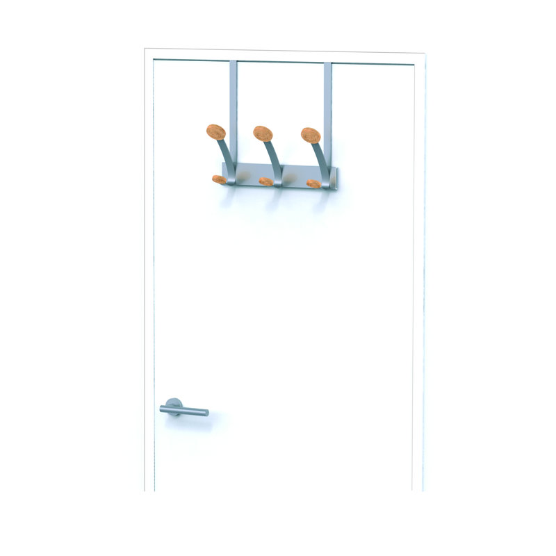 Steel and Wood Wall Mounted 3-Hook Coat Rack