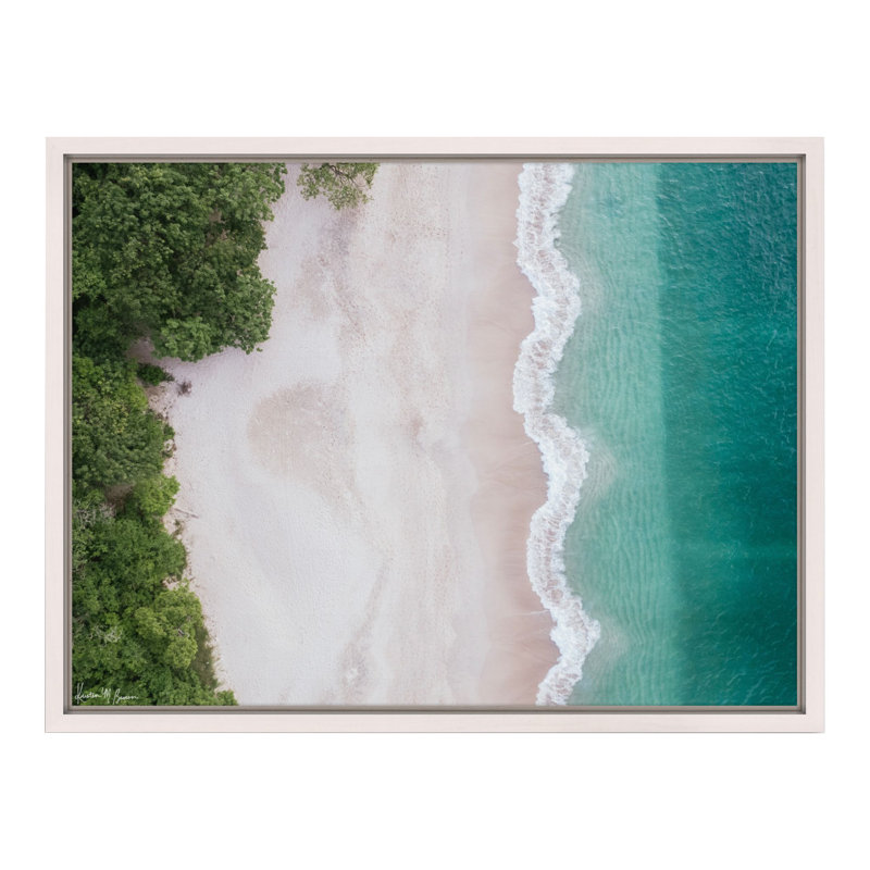 Beach Day Print by Kristen M. Brown, 27.5" H x 21.5" W x 1.25" D, White Framed Canvas