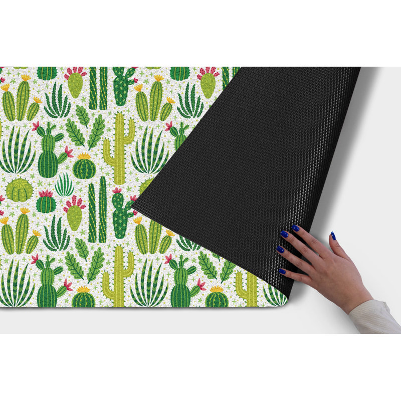 Non-Slip Floral Outdoor Doormat, W100 x L150 cm