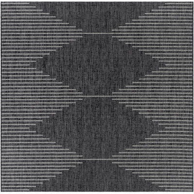 Abdulazeez Black Geometric Outdoor Rug