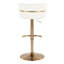 Tabouret réglable avec pivot en métal doré et similicuir blanc avec repose-pieds arrondi en T - ensemble de 2