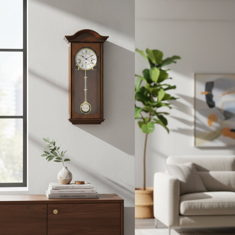 Hermle Brooke Westminster Chime Antique Walnut 12" Wall Clock, Antique Walnut
