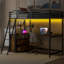 Lit mezzanine en métal et bois avec bureau et tablettes-1300329203