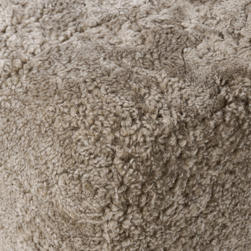 Oslo Ottoman, Taupe Shearling, Worn Oak