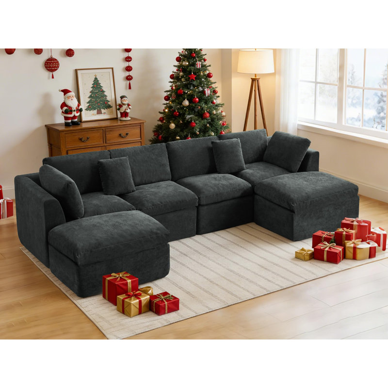 Canapé modulaire de 109 po Comfy Cloud Couch, Gris, 2, 4