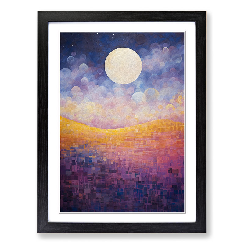 XYZ-FRM-V1223-4545 Moon Colour Field No.2 - Single Picture Frame Print on Wood, 34cm H x 25cm W x 2cm D, Black 