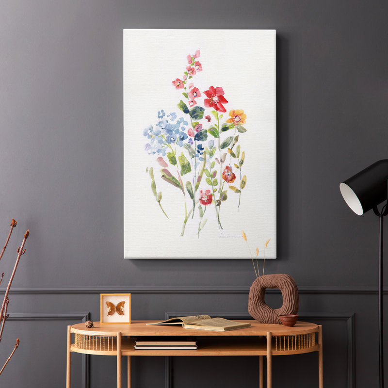 Jardin de fleurs printanier II - Cavas enveloppés de galerie, H 18 po x l 12 po