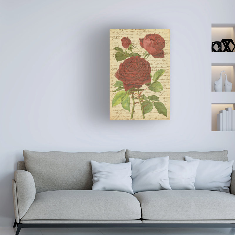 Art rétro sur toile Marcus Jules Roses, H 12 po x l 19 po