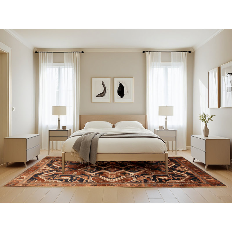 Machine Washable Persian Brown Area Rug, Rectangle 5' x 8'