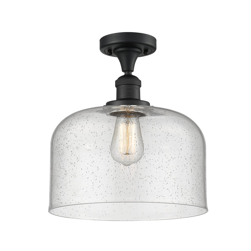 Plafonnier semi-encastré 1 lumière Bell, Ampoule non incluse, Grainé, Noir mat